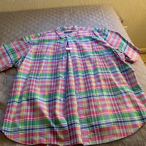 Pink & Green plaid Polo by Ralph Lauran 4XLT